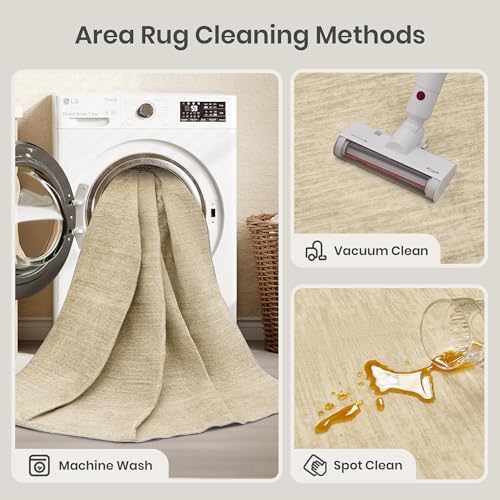 Valenrug 8x10 Area Rugs for Living Room, Large Washable Rug Non Slip, Tan - Image 6