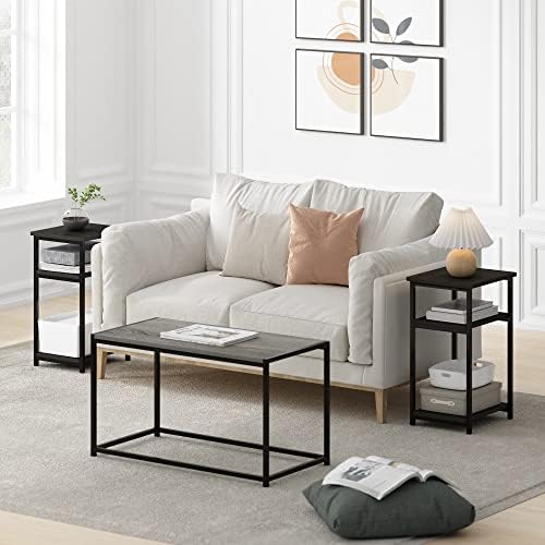 Furinno JUST 3-Tier Metal Frame Telephone Table, Set of 2, Espresso - Image 2