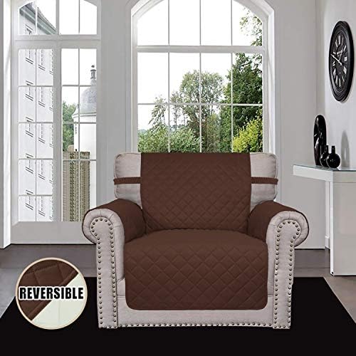 Easy-Going Reversible Couch Cover, Small Chair, Coffee/Ivory - Image 2