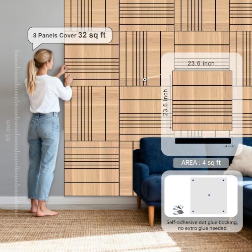 WoveN SounD Acoustic Wall Panels, Natural Oak, 8 Pack, 23.6x23.6 in - Image 2