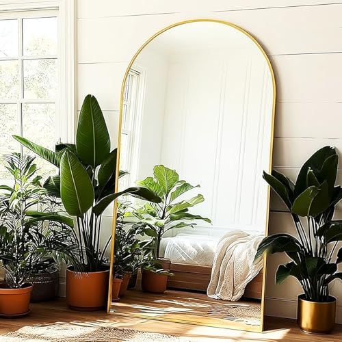KOMCOTE Full Length Floor Mirror, 91x46 Inch Oversized Arched Standing Mirror in Gold for Bedroom, Living Room, Dressing Room - Elegant Freestanding Leaning Mirror Decor - Image 6
