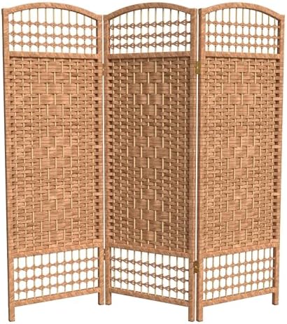 4 ft. Short Fiber Weave Folding Screen - Natural - 3 Panels by RedLantern