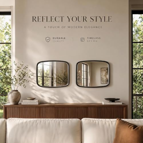 2 Pack Rounded Square Wall Mirror, 10"x12" Metal Framed Decorative Mirror with Real Glass, Aesthetic Curved Edge Vanity Mirror for Bedroom, Living Room, Black Wall Decor - Image 6