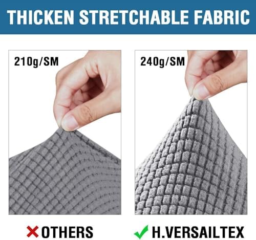 H.VERSAILTEX 4 Piece Stretch Sofa Covers for 3 Cushion Couch Covers for Living Room Furniture Slipcovers (Base Cover Plus 3 Seat Cushion Covers) Thicker Jacquard Fabric (Large Sofa, Dove) - Image 3