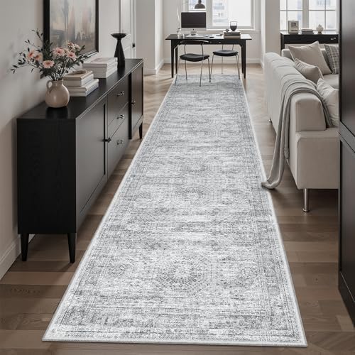 Soalmost Hallway Runner Rug 2'6"x10' Non-Slip Runners for Kitchen Grey by Soalmost