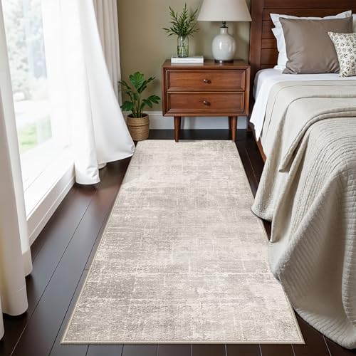 Washable 2x5 Kitchen Runner Rug: Abstract Water Resistant Sink Stove Entryway Rug Soft Living Room Bedroom Beside Carpet Thin Low Pile Non-Slip Hallway Bathroom Laundry Room Floor Mat(2X5,Beige/Cream) - Image 4
