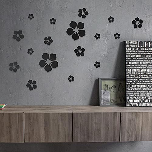 Philbinden Acrylic Mirror Floral Wall Stickers Self Adhesive Mirror Wall Decor Removable Mirror Decor 3D Flower DIY Wall Sticker for Living Room Bedroom Bathroom (Black) - Image 7