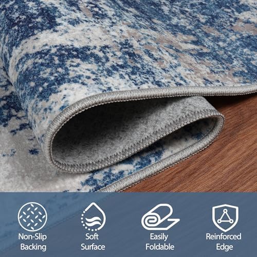6x9 Area Rugs for Living Room Washable Bedroom Dining Room Blue Grey White - Image 4