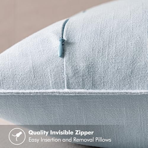 MIULEE Decorative Linen Pillow Covers 18x18 Inch Light Blue - Image 3