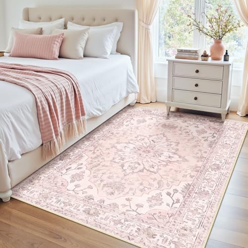 RELEANY Washable Area Rug, 4'x5', Pink - Image 2