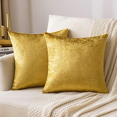 MIULEE Velvet Throw Pillow Covers 18x18 Inch Pack of 2 Golden by MIULEE