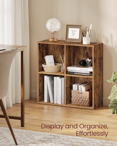 VASAGLE Bookshelf, 4 Cubes Storage Organizer, 25.9 x 9.4 x 25.8 Inches - Image 4