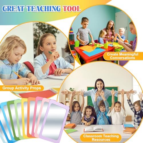 Dandat 50 Pcs 6x4 Shatter Proof Unbreakable Kids Mirrors, Macaron Color - Image 4