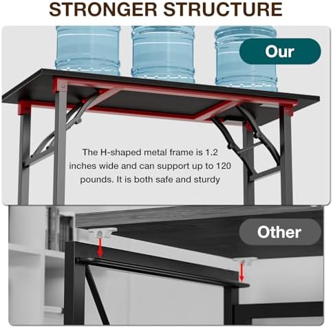 TEMI Small Computer Desk Folding Table - 43.3" Foldable Office Desk, No Assembly, Perfect for Small Spaces in Bedroom, or Apartment, Portable Mini Desk or Study Table Compact Design, Dark Oak - Image 6