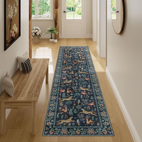 DUKINO 2x7 Runner Rug for Hallway, Washable Kitchen Rugs Non Slip Navy Blue - Image 5