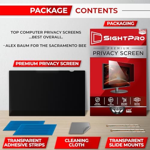 SightPro 24 Inch 16:10 Computer Privacy Screen Filter for Monitor - Privacy Shield and Anti-Glare Protector - Image 6