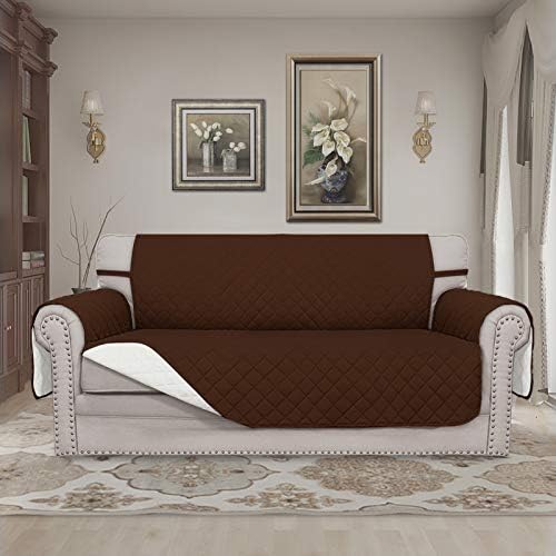 Easy-Going Sofa Slipcover Reversible Loveseat Sofa Cover Couch Cover for 2 Cushion Couch Furniture Protector with Elastic Straps for Pets Kids Dog Cat (Oversized Loveseat, Coffee/Ivory) - Image 2