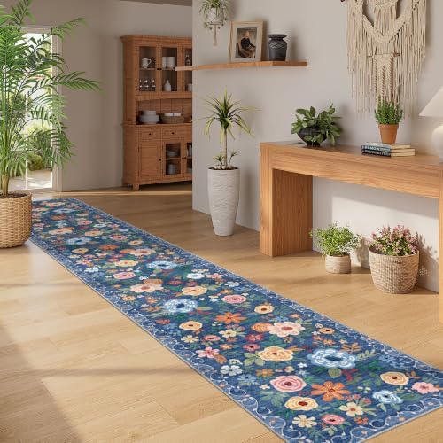 DUKINO 2x12 Washable Runner Rug, Non Slip Long Kitchen Runner Rug, Blue - Image 3