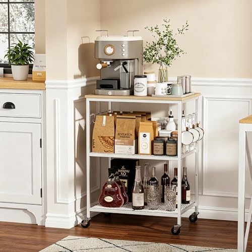 Homleke 3-Tier Rolling Kitchen Microwave Cart, Utility Cart - Image 7