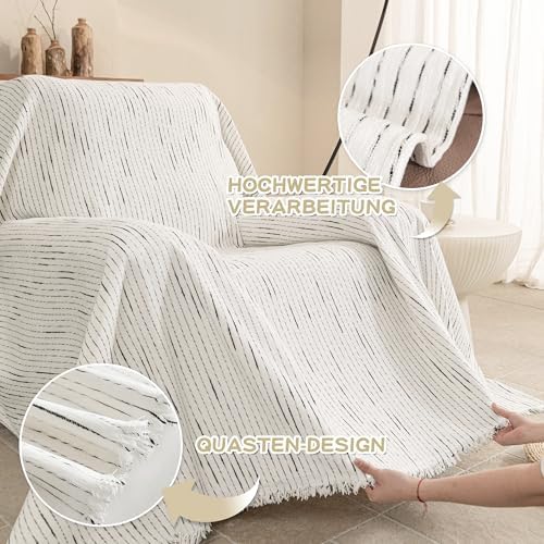 MYSKY HOME Oversized Armchair Couch Cover for 1 Cushion Couch, Washable Sofa Protector, Chair Couch Covers Sofa Covers Sofa Throws Sofa Slipcovers Futon Cover for Pet, Kid, 71"X91", White - Image 3