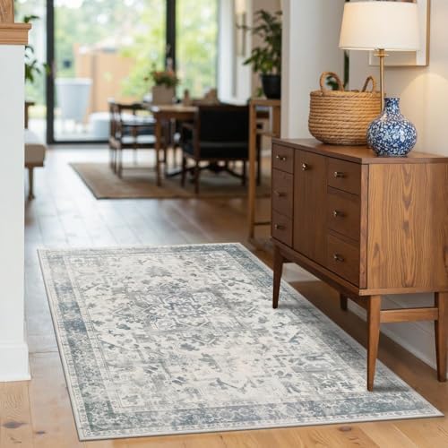 Rugxara 3x5 Entryway Rug,Blue Vintage Boho Bedroom Area Rug by Rugxara