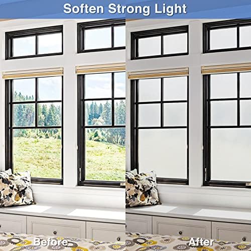 Volcanics Frosted Glass Window Privacy Film with Installation Tools, Removable Static Cling Bathroom Window Film, Heat Control UV Blocking, Peep-Proof, Ideal for Home Office 35.4 x 118 Inches - Image 5