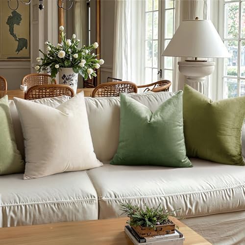 MIULEE Velvet Throw Pillow Covers 16x16 Inch Pack of 2 Sage Green - Image 2