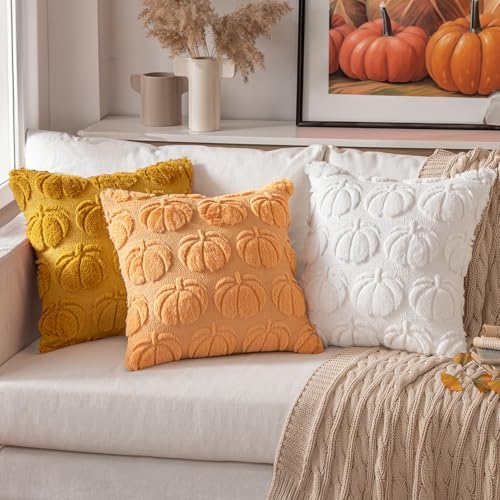 MIULEE Fall Pillow Covers Pumpkin Fall Decor 24x24 Pure White - Image 3