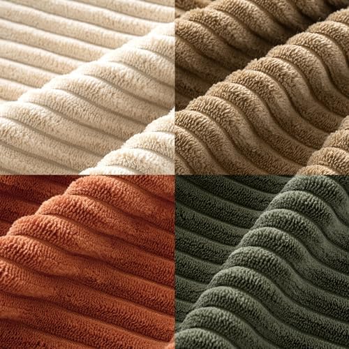 MIULEE Fall Corduroy Decorative Throw Pillow Covers Rust-Olive Green 16x16 - Image 3