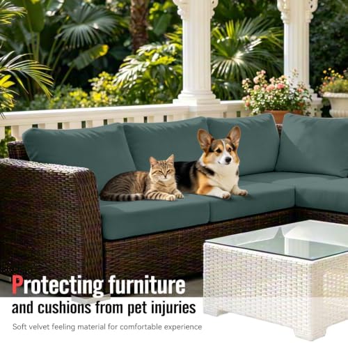 8Pcs Outdoor Cushion Covers, Stretch Patio Furniture Couch Chair Slipcovers - Image 6