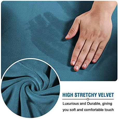 H.VERSAILTEX Velvet 4 Piece High Stretch Sofa Slipcover Cover Furniture Protector Form Fit Thick Velvet Extra Large Sofa Cover for 3 Cushion Couch Width Up to 105 Inch (XL Sofa, Peacock Blue) - Image 5