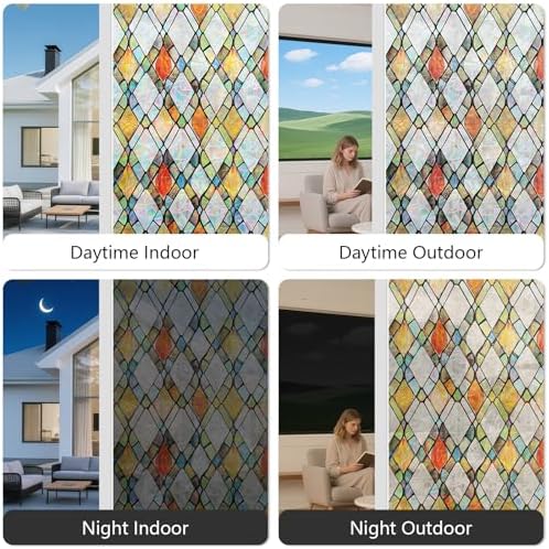 LEMON CLOUD Window Privacy Film, Rainbow Stained Glass Cling,11.8″ x 157.4″ - Image 7