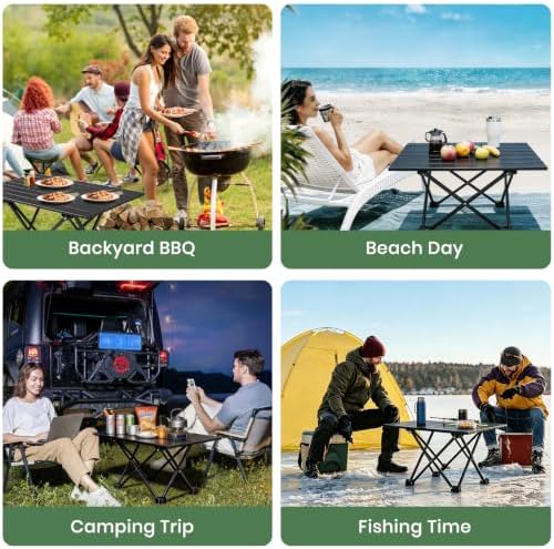 2 Pack Camping Table Foldable, Portable Folding Beach Table, Black-L - Image 5