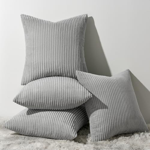 Topfinel Decorative Throw Pillow Covers Cushion Cases, Set of 4 Soft Velvet Modern Double-Sided Designs, Mix and Match for Home Decor, Pillow Inserts Not Included (12x12 inch, Grey) by Topfinel