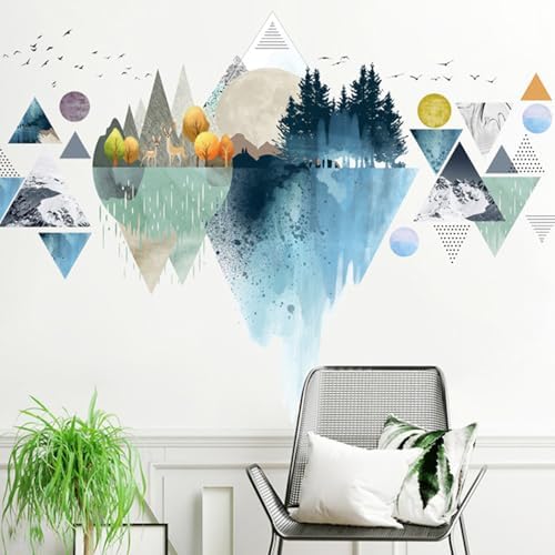 Nordic Geometric Wall Stickers Mountain Wall Decal Murals Peel and Stick | 33 x 49in DIY Removable 3D Wall Art Stickers Home Decor for Office Bedroom Nursery Living Room - Image 3