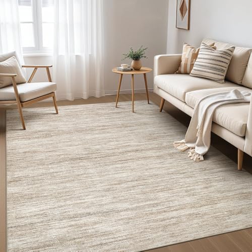 Nakagishi 5x8 Area Rugs Living Room: Washable Large Vintage Rug Neutral Non-Slip Soft Stain Resistant Indoor Carpet for Bedroom Nursery Dining Room Office Playroom - Brown-01 by NakagishiAreaRug