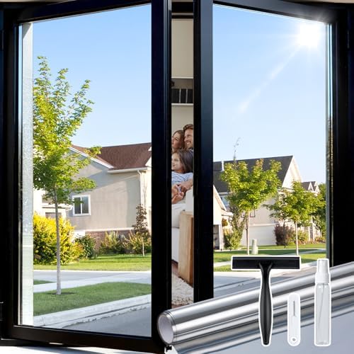 rabbitgoo Window Tint, One Way Privacy Film, Silver, 23.6" x 157.4" by rabbitgoo