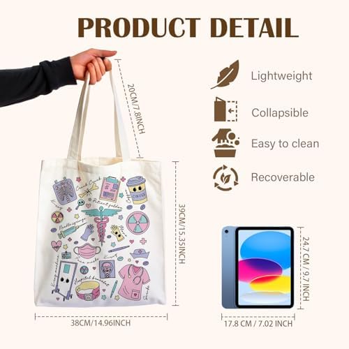 Nurse Canvas Tote Bag, Nurse Appreciation Gifts, Nursing School Gift Reusable Shopping Grocery Bags - Image 4