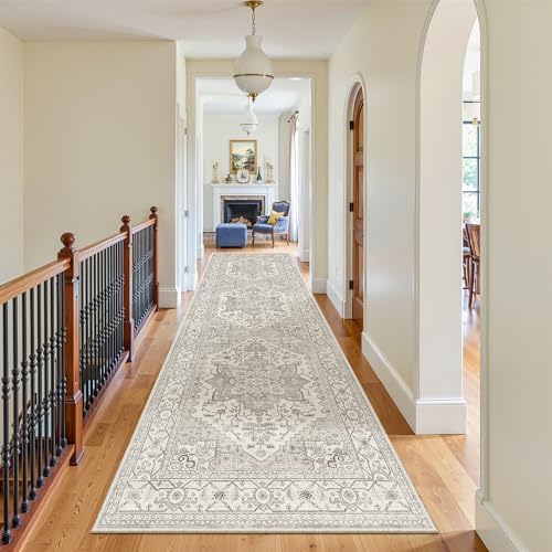 Madane Hallway Runner Rug 3x12 Washable Kitchen Runners 12ft, Beige/Brown - Image 2
