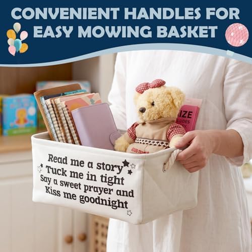 Marsui 1 Pcs Read Me a Story Book Storage Basket, Tuck Me in Tight, White - Image 3