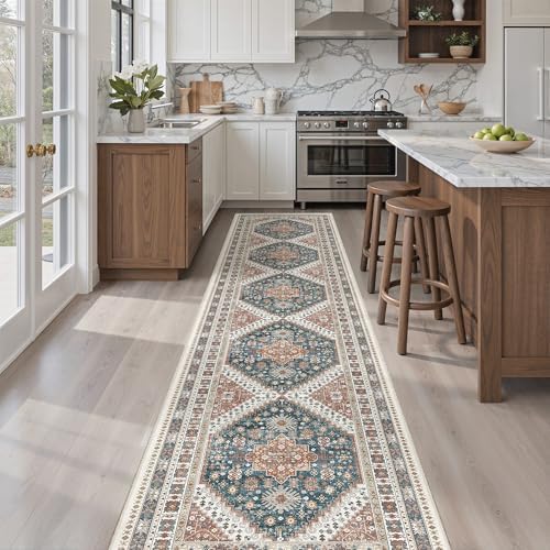 Madane Washable Runner Rugs 2x12 Long for Hallway Kitchen Soft, Navy Blue - Image 3