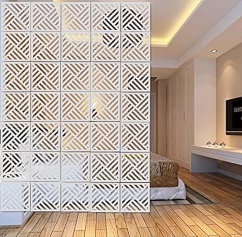White Hanging Room Divider,12 Pieces Wood-Plastic DIY Panel Screens Partition Wall Dividers Room Decoration with All Accessories 11.4x11.4 Inch by BMIDRUT