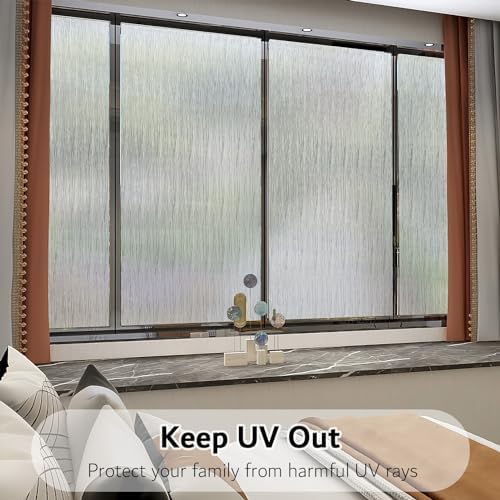 VELIMAX Frosted Window Privacy Film Non Adhesive Window Cling Removable Glass Covering Clear Water Opaque Window Film for Home Anti UV 17.7x157.4 inches - Image 5