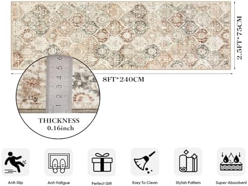 Lahome Moroccan Hallway Rug, 2'5''x8' Kitchen Runner Rugs Non Skid Washable - Image 2