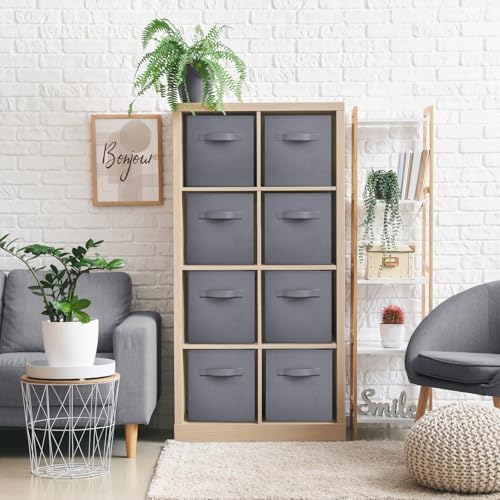 Sorbus Fabric Storage Cubes, 8 Pack, with Handles (13 Inch, Gray) - Image 6