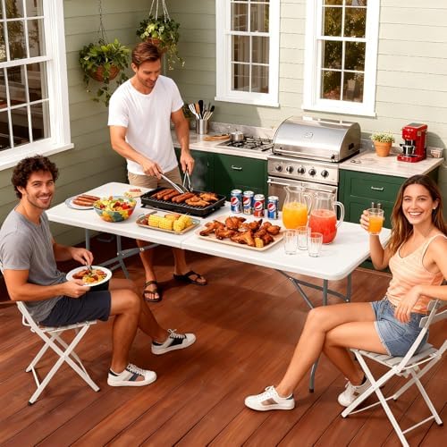 FDW | 6FT Folding Table | White | Portable Plastic Table - Image 2