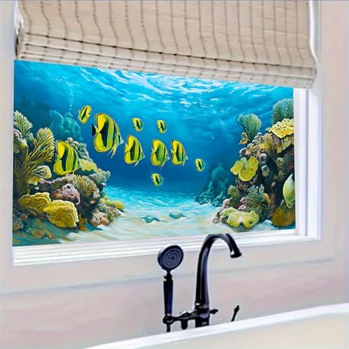 HOMETITUTE Underwater Fish Coral Privacy Window Film 39.3x17.7 Inch PVC - Image 5