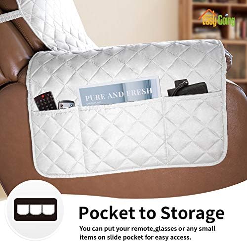 Easy-Going Reversible Couch Cover, Oversized Recliner, White/White - Image 3