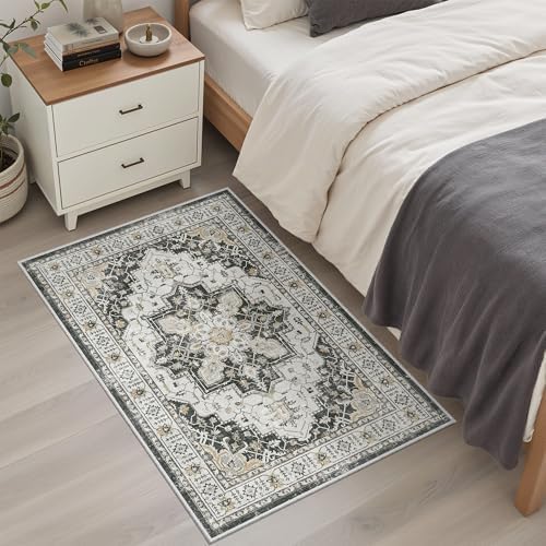 Madane Washable Area Rug 2x3 Small Entryway Rugs Non-Slip, Black - Image 3