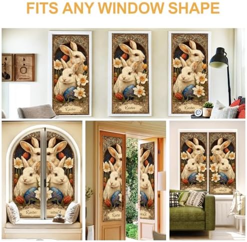 Cmialusie Easter Bunny Window Film 39.3 x 17.3 Inch Cling - Image 7